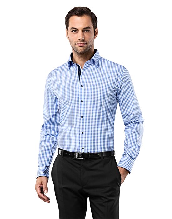 Shirt, slim-fit, checked with contrasting trim - non-iron