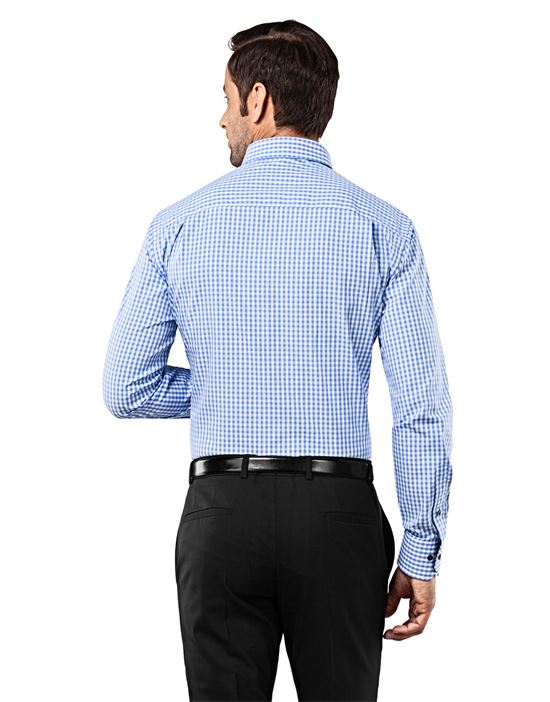 Shirt, slim-fit, checked with contrasting trim - non-iron