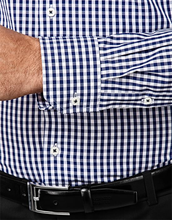 Shirt, slim-fit, checked with contrasting trim - non-iron