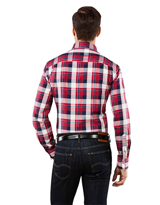 Shirt, slim-fit, checked with contrasting trim - non-iron