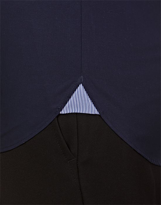 Shirt, slim-fit, uni, with contrasting trim - non-iron