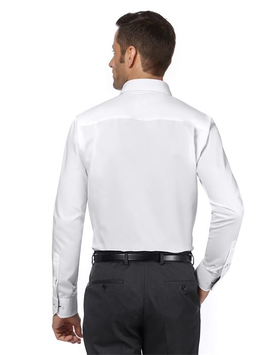 Shirt, slim-fit, uni, with contrasting trim - non-iron