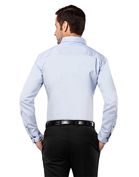 Shirt, slim-fit, uni, with contrasting trim - non-iron