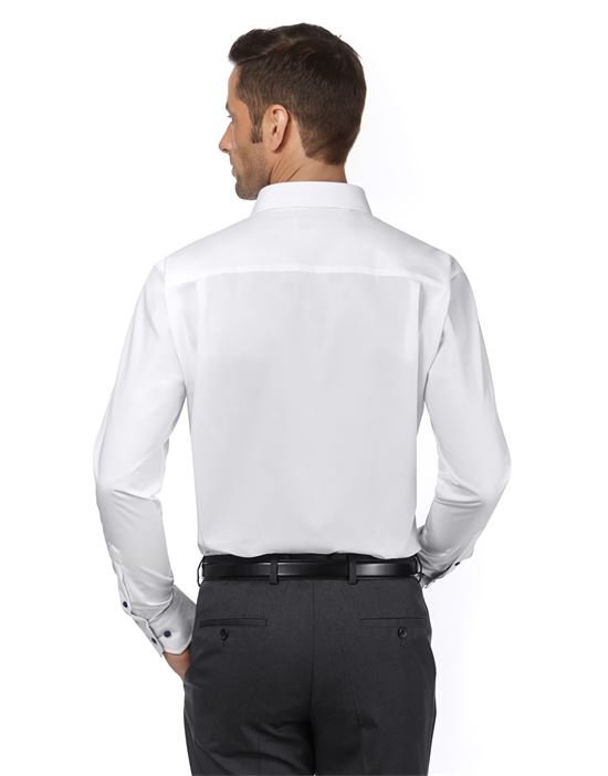 Shirt, slim-fit, uni, with contrasting trim - non-iron