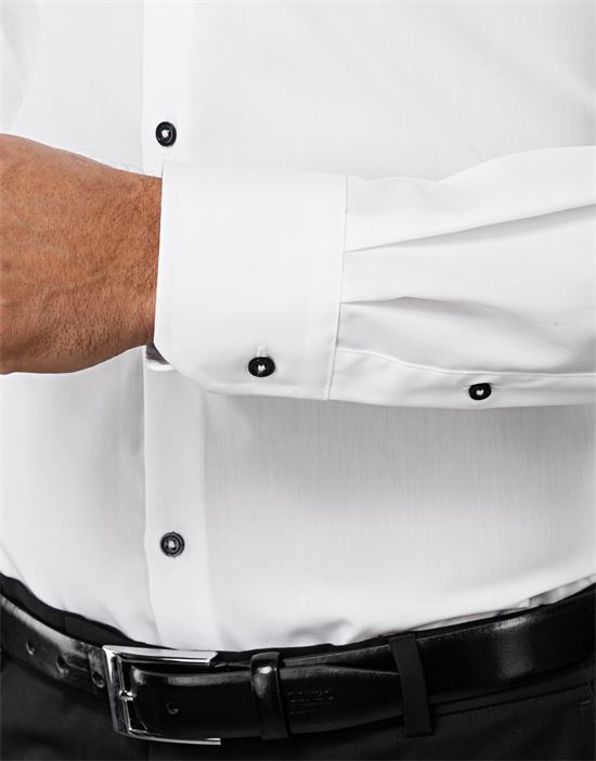 Shirt, slim-fit, uni, with contrasting trim - non-iron