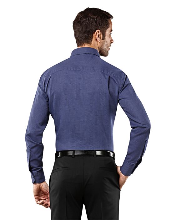 Shirt, slim-fit, patterned, with contrasting trim - non-iron