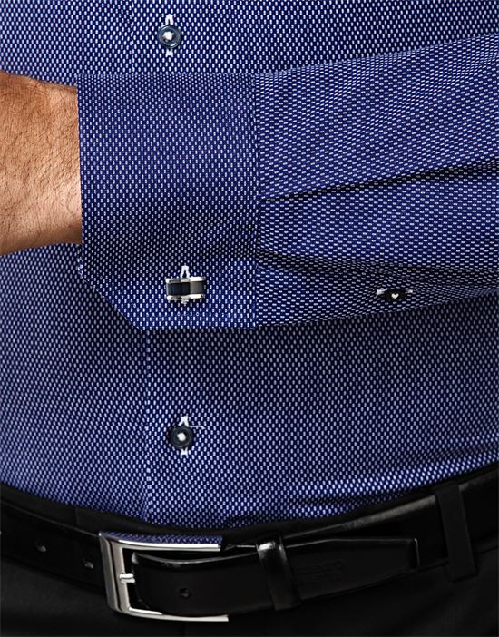 Shirt, slim-fit, patterned, with contrasting trim - non-iron