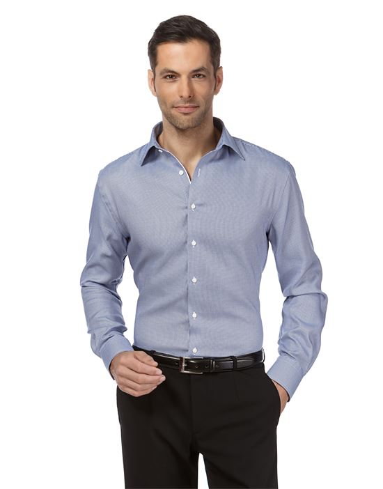 Shirt, slim-fit, patterned, with contrasting trim - non-iron