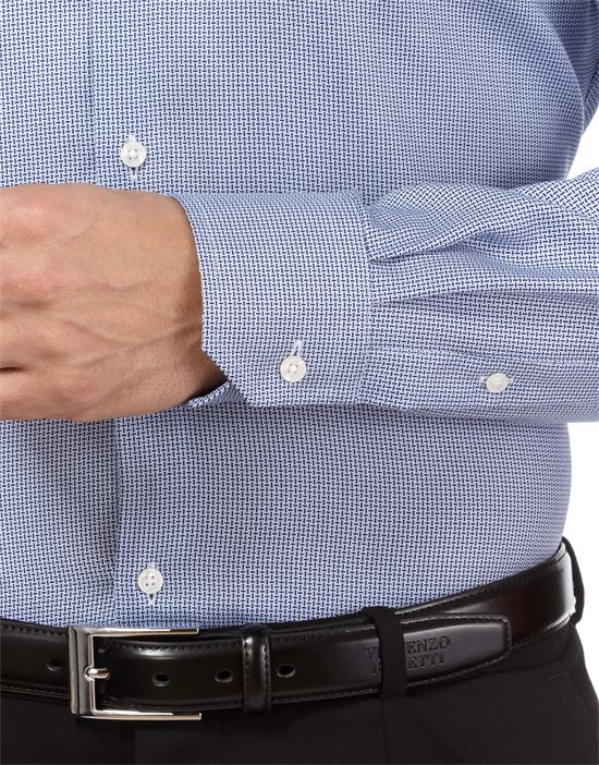 Shirt, slim-fit, patterned, with contrasting trim - non-iron