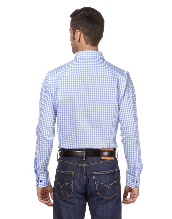 Shirt, slim-fit, checked with contrasting trim - non-iron