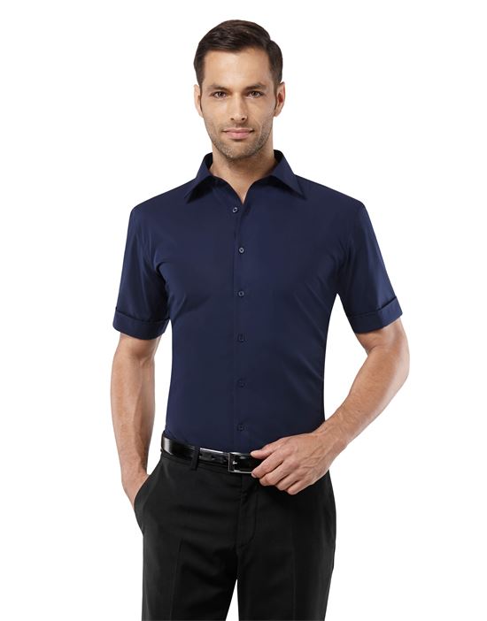 Shirt, short sleeves, slim-fit, uni - non-iron