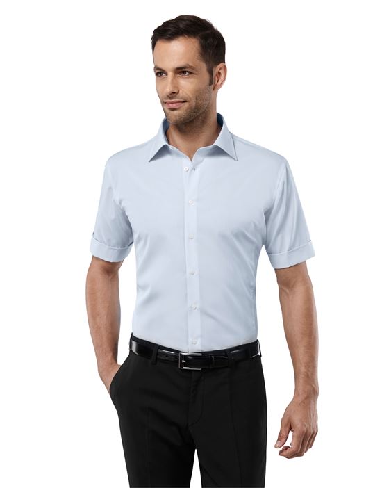 Shirt, short sleeves, slim-fit, uni - non-iron