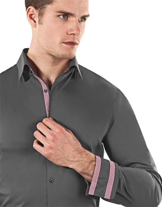 Shirt, body-fit (stretch, specially cut to emphasize the outline), uni - easy iron