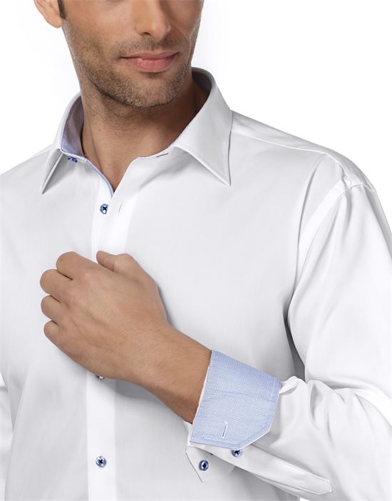 Shirt, regular-fit, uni, with contrasting trim - non-iron