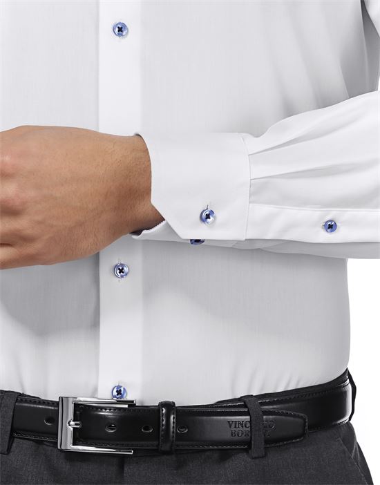 Shirt, regular-fit, uni, with contrasting trim - non-iron