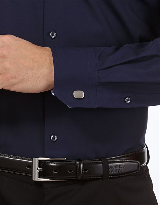 Shirt, regular-fit, uni, with contrasting trim - non-iron