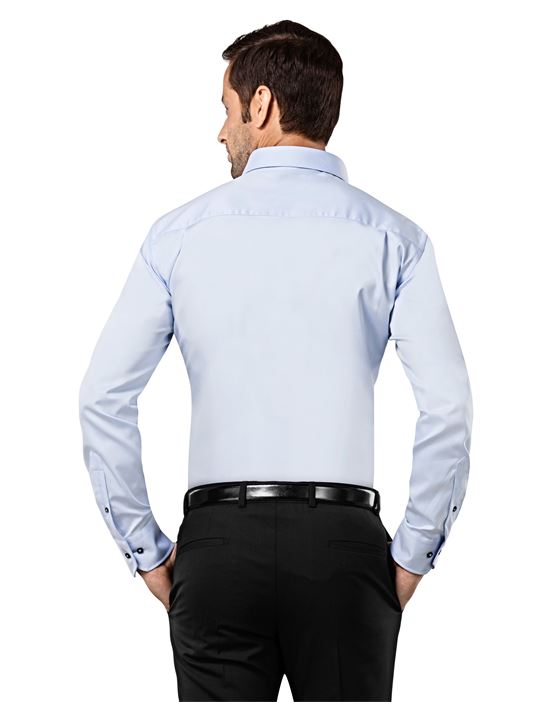 Shirt, regular-fit, uni, with contrasting trim - non-iron