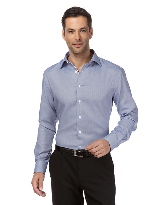 Shirt, regular-fit, patterned, with contrasting trim - non-iron