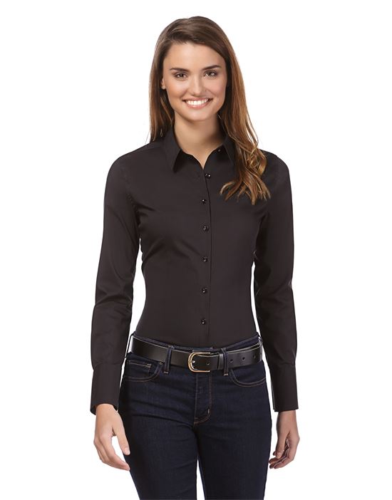 Blouse, slim-fit, uni - easy iron