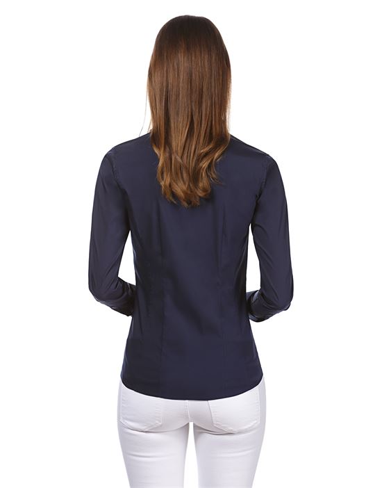 Blouse, slim-fit, uni - easy iron