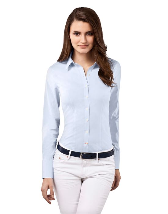 Blouse, slim-fit, uni - easy iron