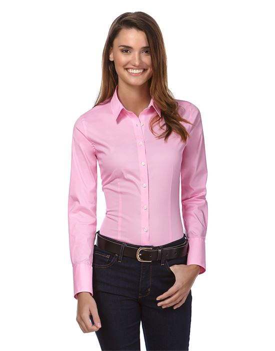 Blouse, slim-fit, uni - easy iron