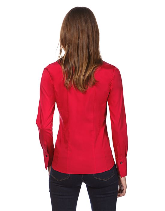 Blouse, slim-fit, uni - easy iron