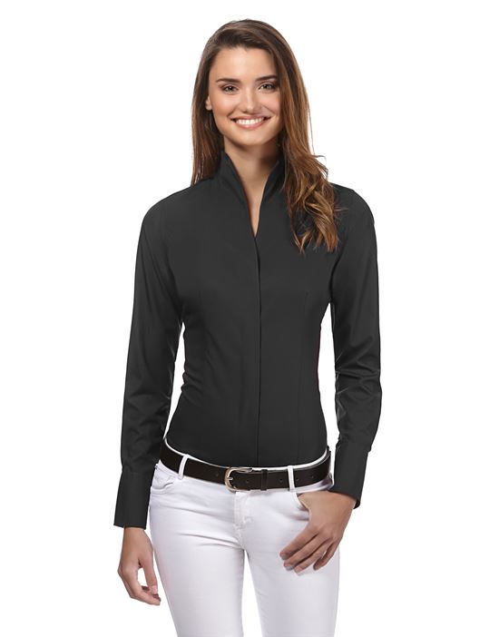 Blouse, modern-fit, cup-shaped collar, uni - easy iron