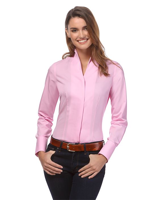 Blouse, modern-fit, cup-shaped collar, uni - easy iron