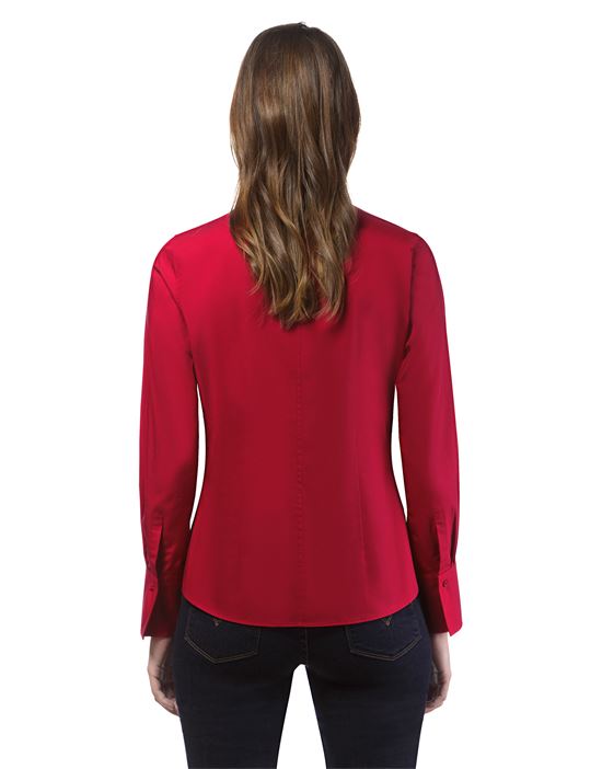 Blouse, modern-fit, cup-shaped collar, uni - easy iron