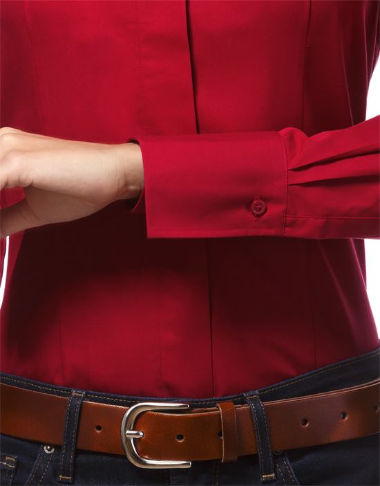 Blouse, modern-fit, cup-shaped collar, uni - easy iron