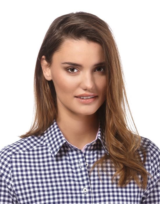 Blouse, modern-fit, checked - easy iron