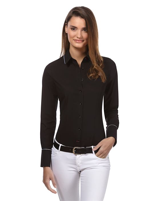 Blouse, modern-fit, uni - easy iron