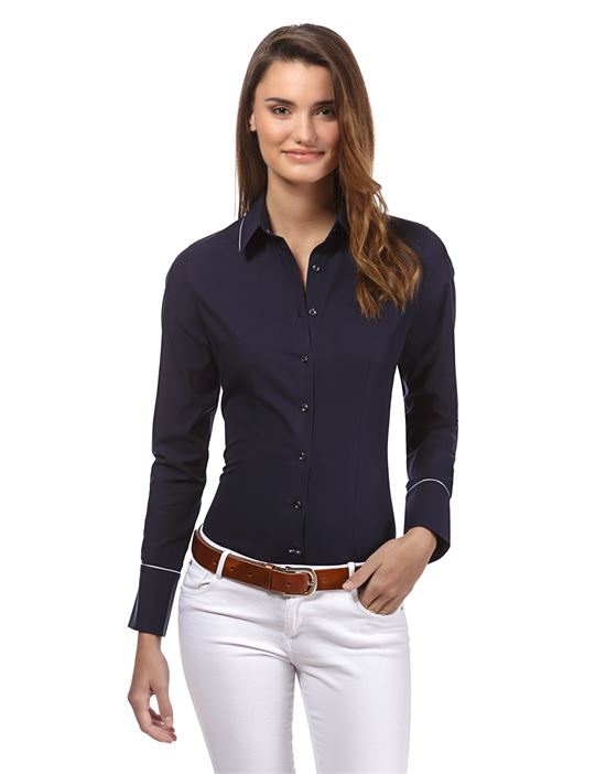 Blouse, modern-fit, uni - easy iron