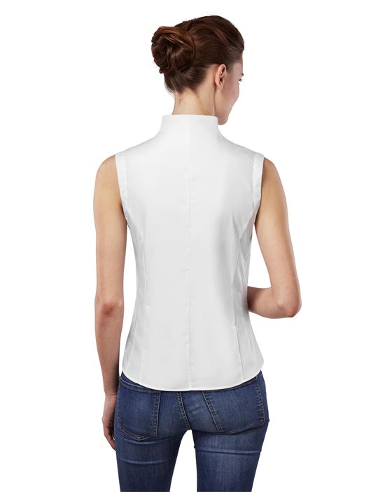 Blouse, sleeveless, modern-fit, cup-shaped collar , uni - easy iron