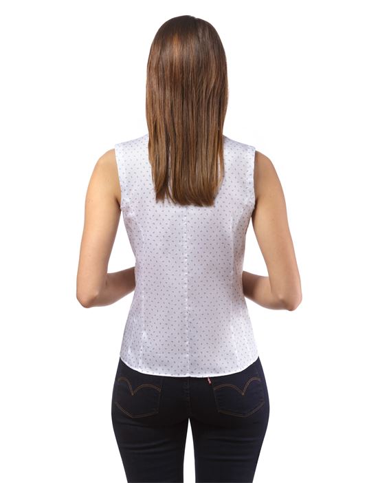 Blouse, sleeveless, modern-fit, cup-shaped collar , uni - easy iron