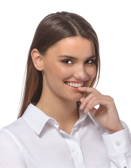 blouse, straight cut with shirt collar