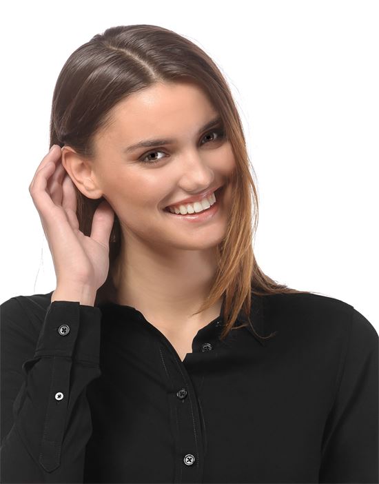 blouse, straight cut with shirt collar