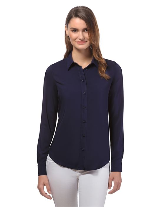 blouse, straight cut with shirt collar