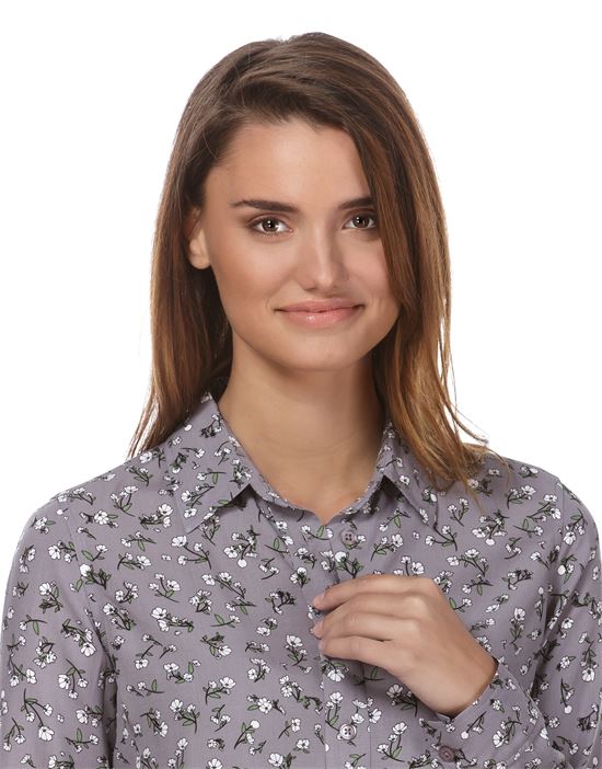 blouse, straight cut with shirt collar