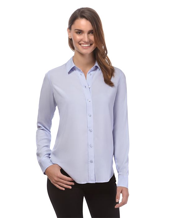 blouse, straight cut with shirt collar