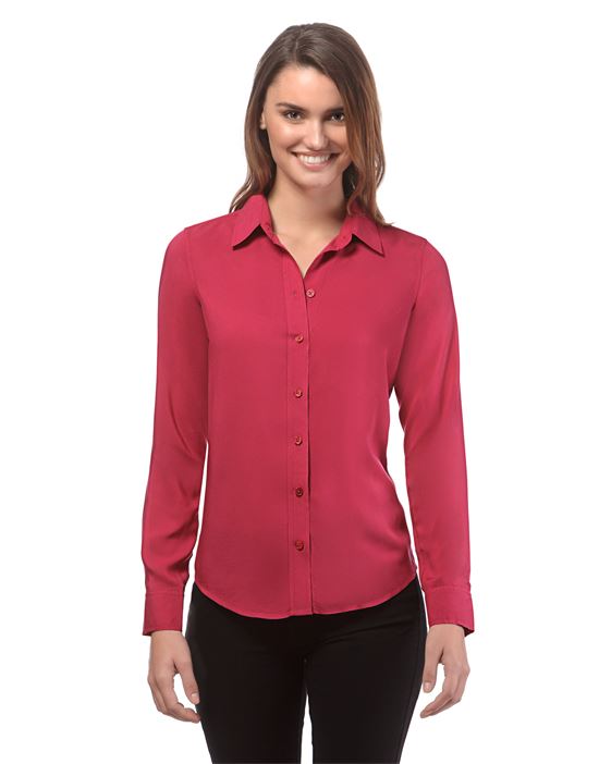 blouse, straight cut with shirt collar