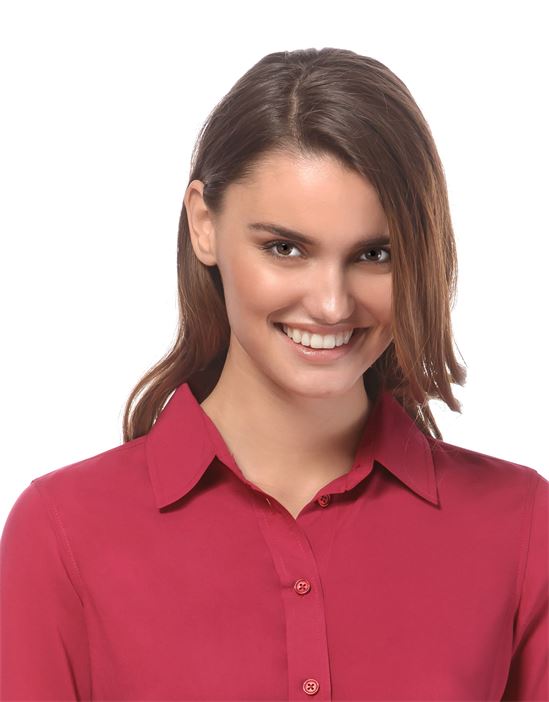 blouse, straight cut with shirt collar