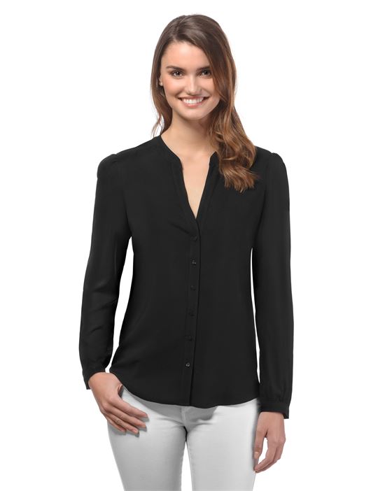 blouse, straight cut with tunic neckline