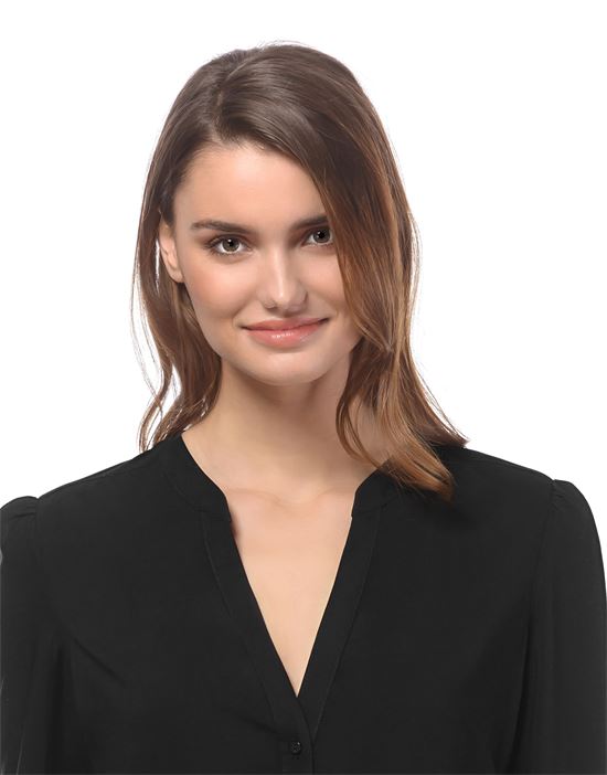 blouse, straight cut with tunic neckline