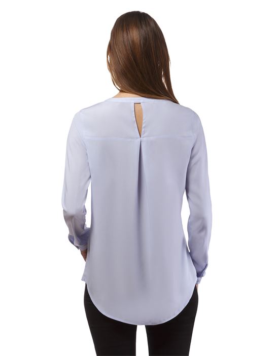 blouse, straight cut, round neck , hidden button placket