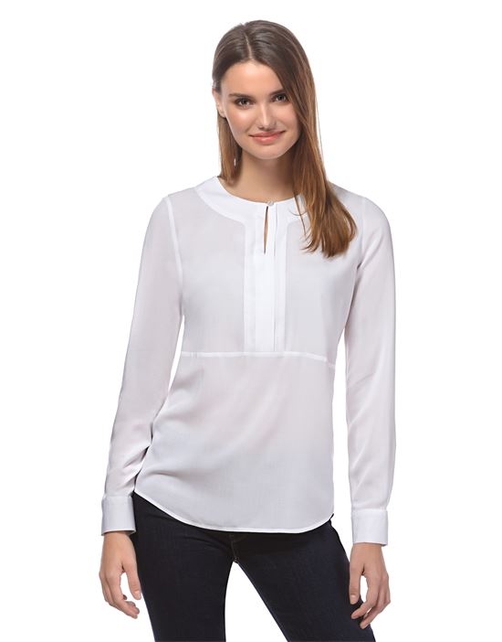 blouse, straight cut, round neck