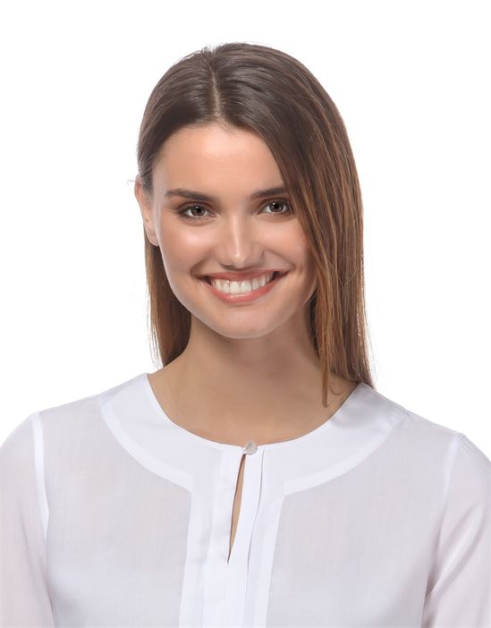 blouse, straight cut, round neck