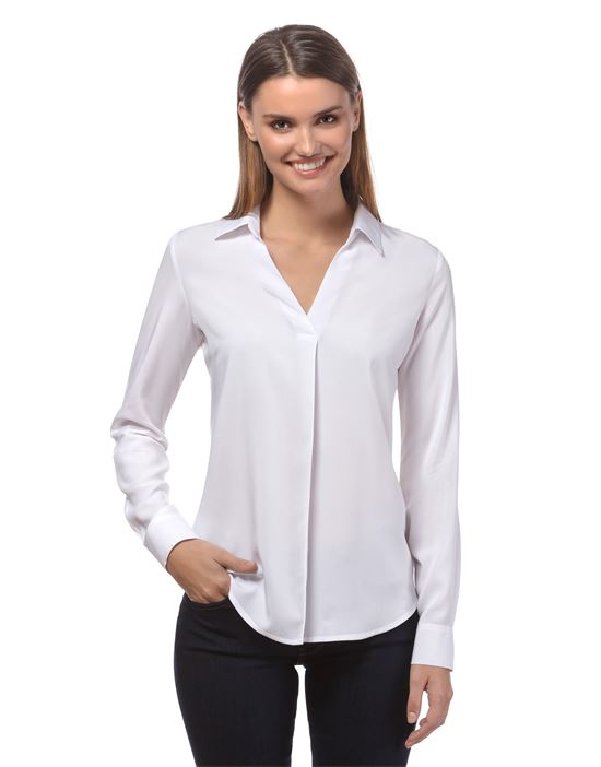 blouse, straight cut with shirt collar