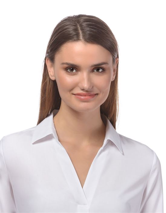 blouse, straight cut with shirt collar